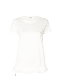 T-shirt à col rond à volants blanc Moncler