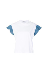 T-shirt à col rond à volants blanc MSGM