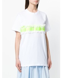 T-shirt à col rond à volants blanc Brognano