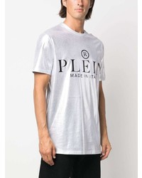 T-shirt à col rond argenté Philipp Plein