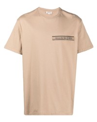 T-shirt à col rond beige Alexander McQueen