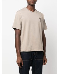 T-shirt à col rond beige Ami Paris