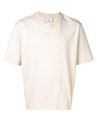 T-shirt à col rond beige Ami Paris