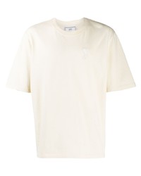 T-shirt à col rond beige Ami Paris