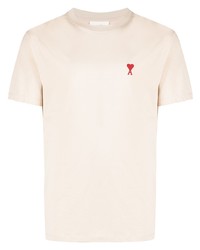 T-shirt à col rond beige Ami Paris