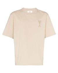 T-shirt à col rond beige Ami Paris