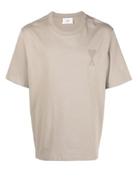 T-shirt à col rond beige Ami Paris