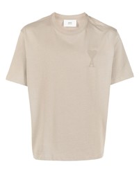 T-shirt à col rond beige Ami Paris