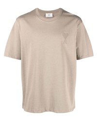 T-shirt à col rond beige Ami Paris