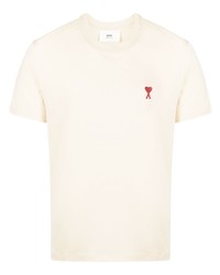 T-shirt à col rond beige Ami Paris