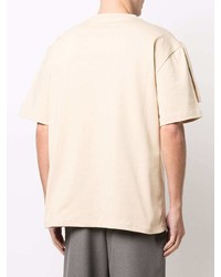 T-shirt à col rond beige Feng Chen Wang