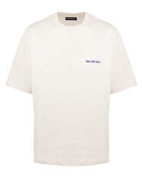 T-shirt à col rond beige Balenciaga