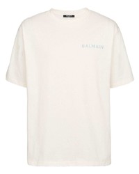 T-shirt à col rond beige Balmain