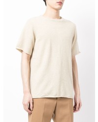 T-shirt à col rond beige Extreme Cashmere