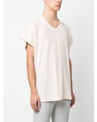 T-shirt à col rond beige Homme Plissé Issey Miyake