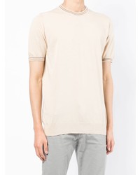 T-shirt à col rond beige Kiton