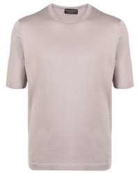 T-shirt à col rond beige Dell'oglio