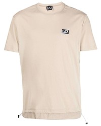 T-shirt à col rond beige Ea7 Emporio Armani