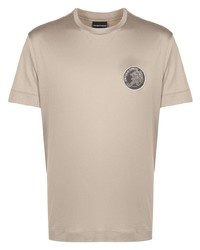 T-shirt à col rond beige Emporio Armani