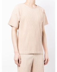 T-shirt à col rond beige Homme Plissé Issey Miyake