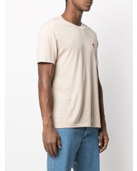 T-shirt à col rond beige Ami Paris