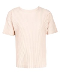 T-shirt à col rond beige Homme Plissé Issey Miyake