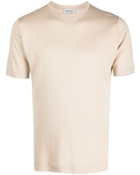 T-shirt à col rond beige John Smedley