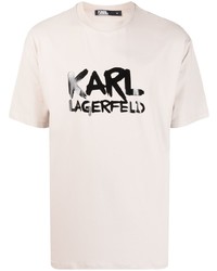 T-shirt à col rond beige Karl Lagerfeld