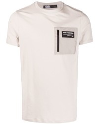 T-shirt à col rond beige Karl Lagerfeld