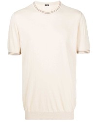 T-shirt à col rond beige Kiton