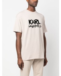 T-shirt à col rond beige Karl Lagerfeld