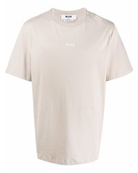 T-shirt à col rond beige MSGM