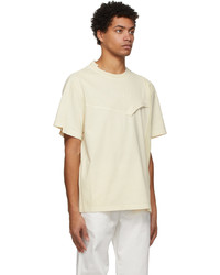 T-shirt à col rond beige Feng Chen Wang