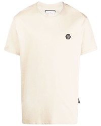 T-shirt à col rond beige Philipp Plein