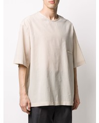 T-shirt à col rond beige Lemaire