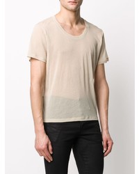 T-shirt à col rond beige Saint Laurent