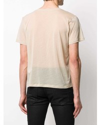 T-shirt à col rond beige Saint Laurent