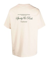 T-shirt à col rond beige Sporty & Rich