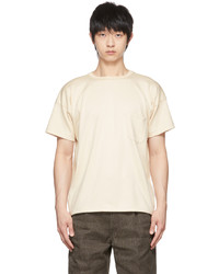 T-shirt à col rond beige Taiga Takahashi