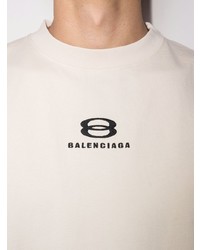 T-shirt à col rond beige Balenciaga