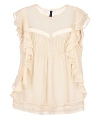 T-shirt à col rond beige YAS