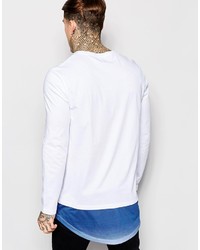 T-shirt à col rond blanc et bleu marine Asos