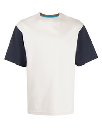 T-shirt à col rond blanc et bleu marine Coohem