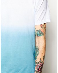 T-shirt à col rond blanc et bleu marine American Apparel
