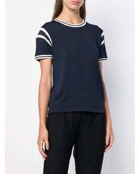 T-shirt à col rond blanc et bleu marine T by Alexander Wang