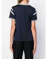 T-shirt à col rond blanc et bleu marine T by Alexander Wang