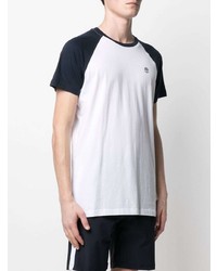 T-shirt à col rond blanc et bleu marine Hydrogen