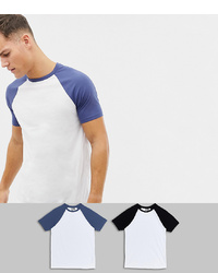 T-shirt à col rond blanc et bleu ASOS DESIGN