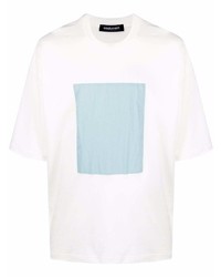 T-shirt à col rond blanc et bleu Costumein