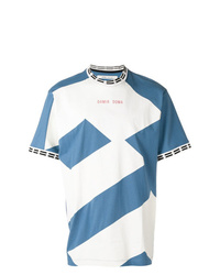 T-shirt à col rond blanc et bleu Damir Doma